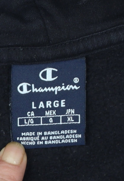 Champion Men's Black Full Zip Hoodie Size L Fleece Sweatshirt