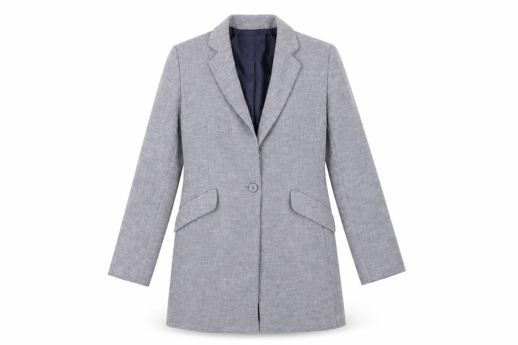 Marks & Spencer Women Grey Petite Single-Breasted Blazer Size 10
