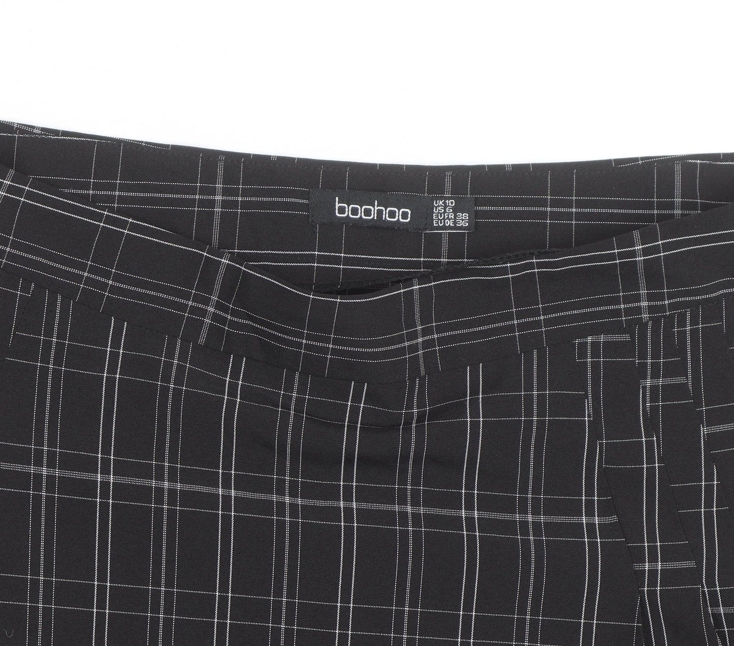Boohoo Women's Black Check Pleated Mini Skirt Size 10