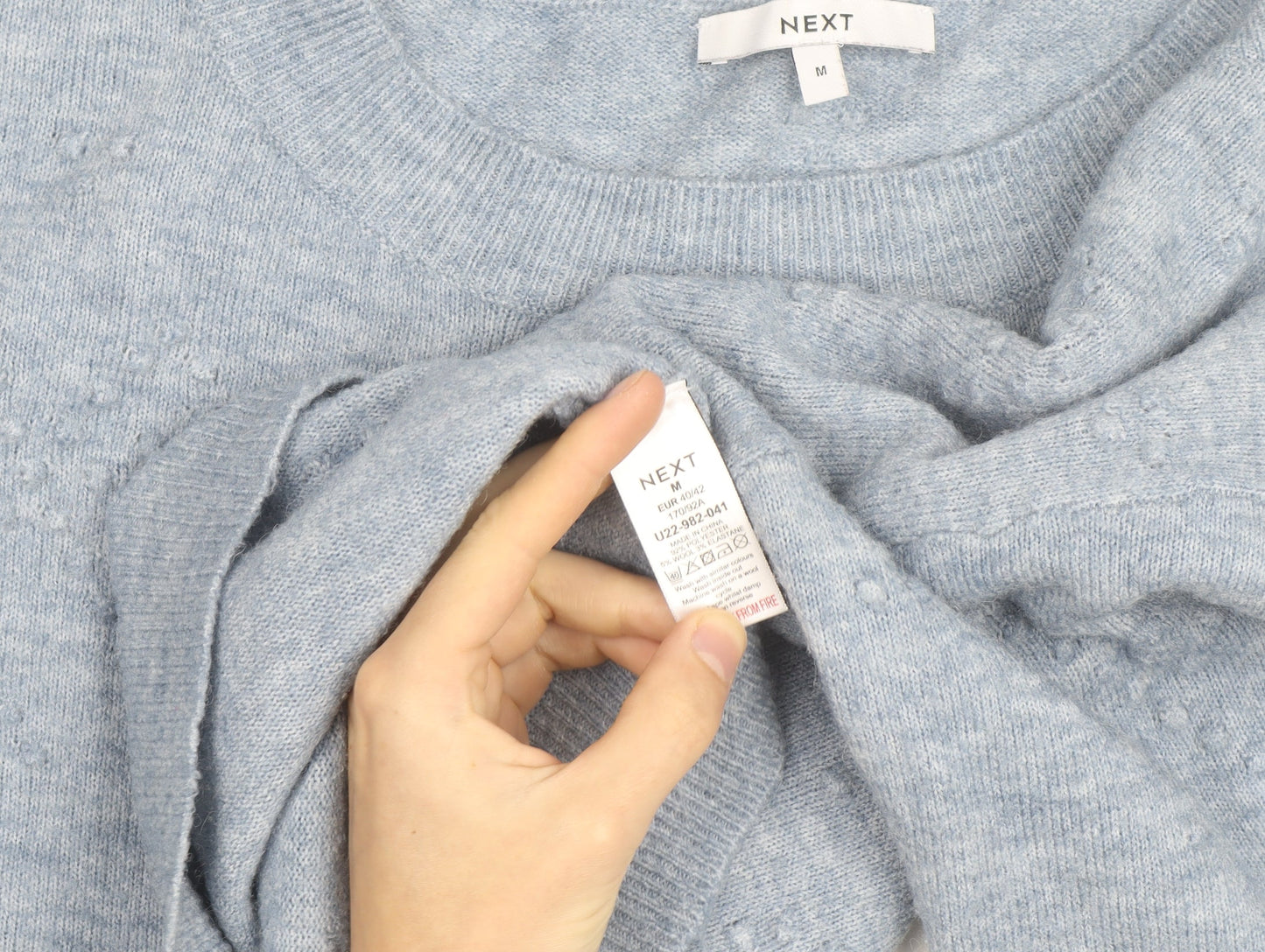 Next Men's Blue Knit Crew Neck Pullover Jumper Size M