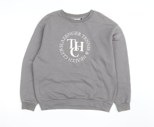 Slazenger Men’s Grey Crew Neck Pullover Sweatshirt S Sports Logo