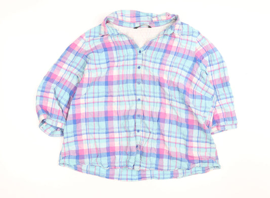Bm Casual Women's Multicoloured Check Cotton 3/4 Sleeve Button-Up Shirt Size 22