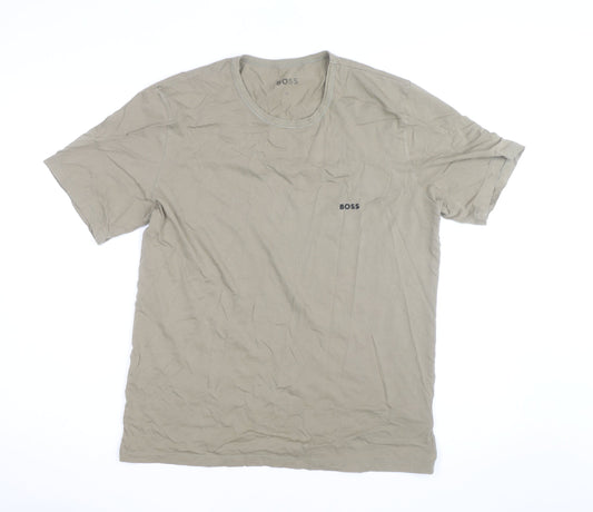 BOSS Men's Beige XL Crew Neck Cotton Jersey T-Shirt