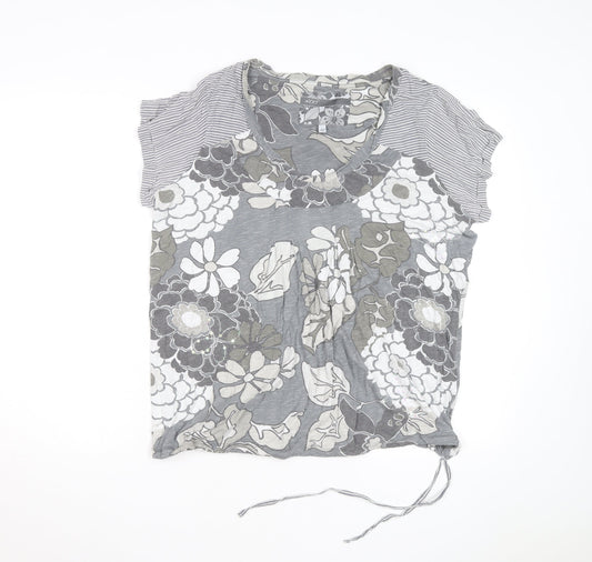 Next Womens Grey Floral Print V-Neck Tunic T-Shirt Size 20