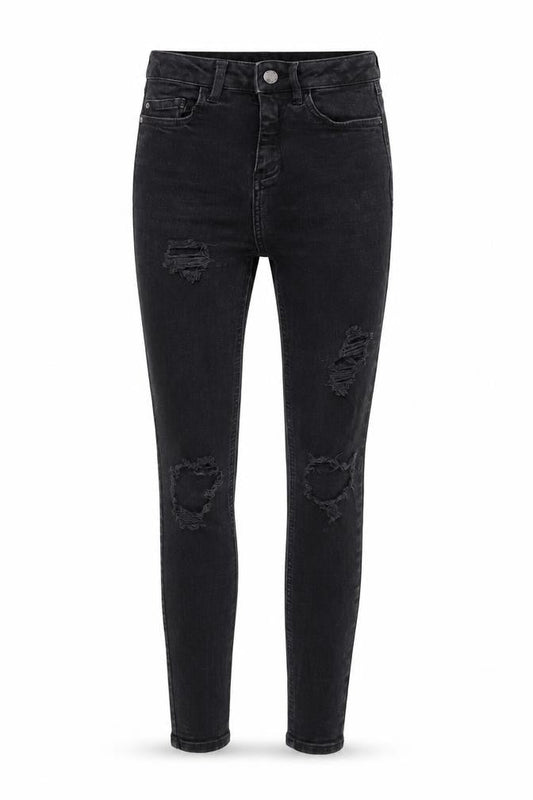 Denim Co. Women Black High Rise Distressed Skinny Jeans Size 6