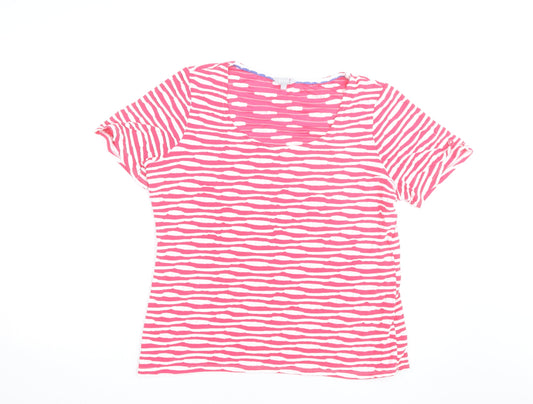 Per Una Women’s Pink Striped Scoop Neck Cotton T-Shirt Size 18