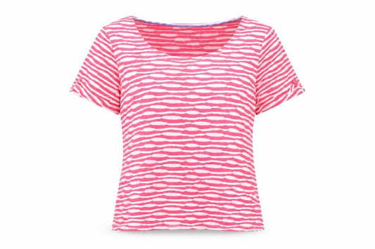 Per Una Women’s Pink Striped Scoop Neck Cotton T-Shirt Size 18