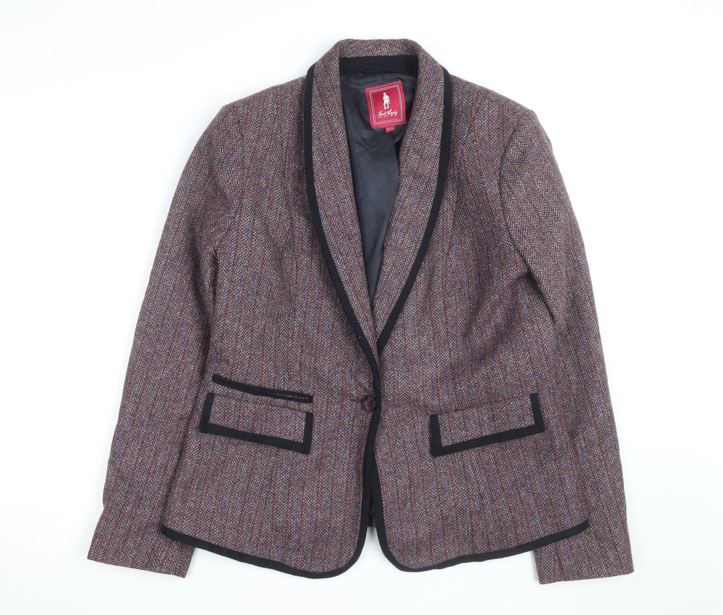 Jack Murphy Womens Brown Tweed Blazer UK 16 Classic Wool Single-Breasted Jacket