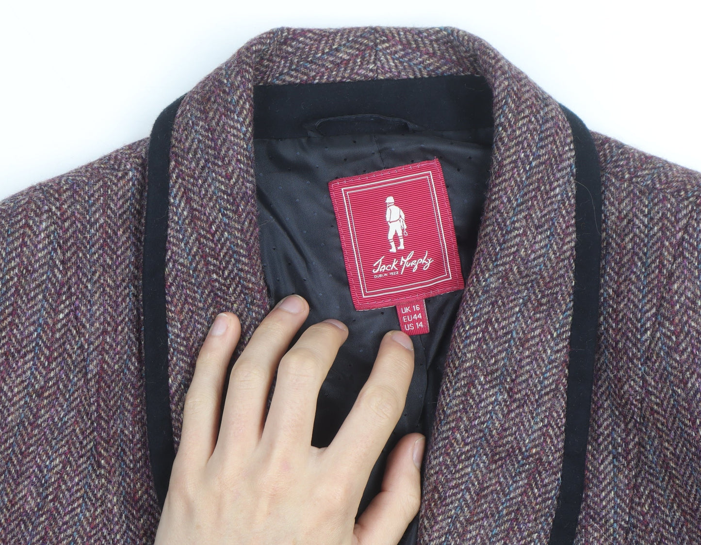 Jack Murphy Womens Brown Tweed Blazer UK 16 Classic Wool Single-Breasted Jacket