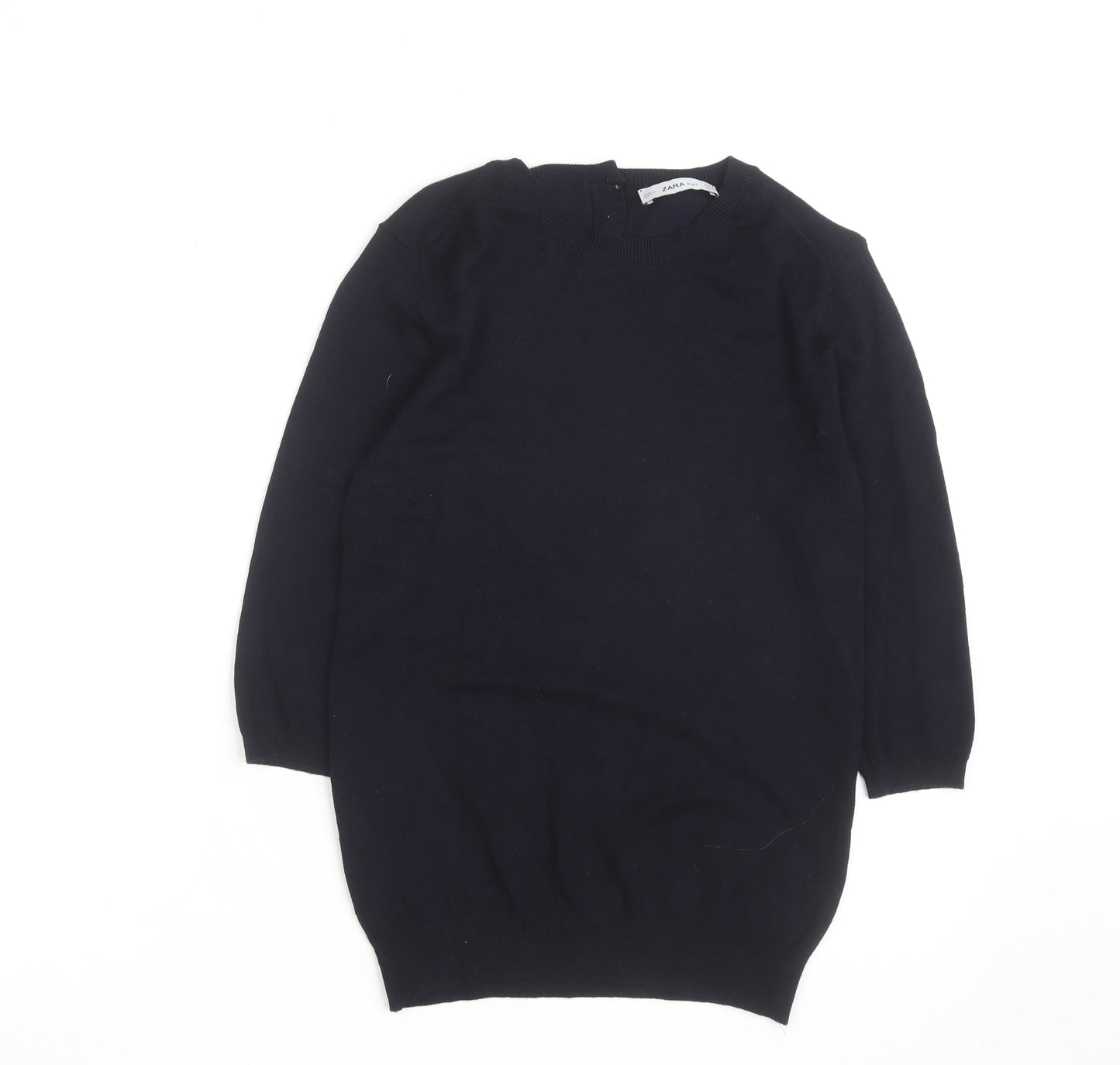 Zara Women Black Crew Neck Knit Pullover Jumper Size 12
