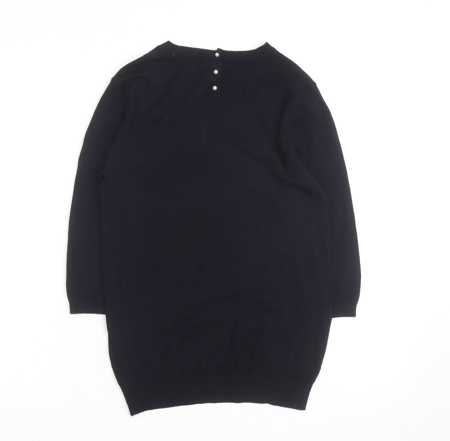 Zara Women Black Crew Neck Knit Pullover Jumper Size 12