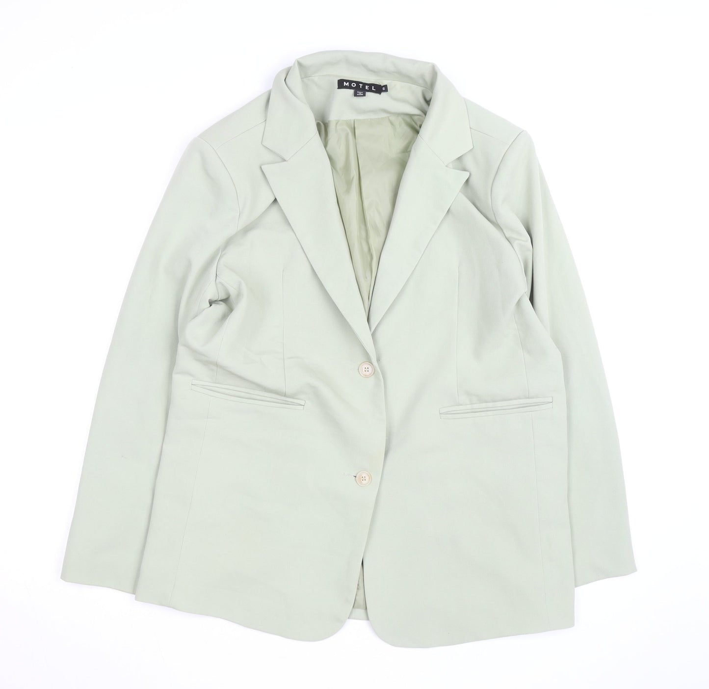 Motel Women's Green Cotton Blend Blazer Jacket Size S