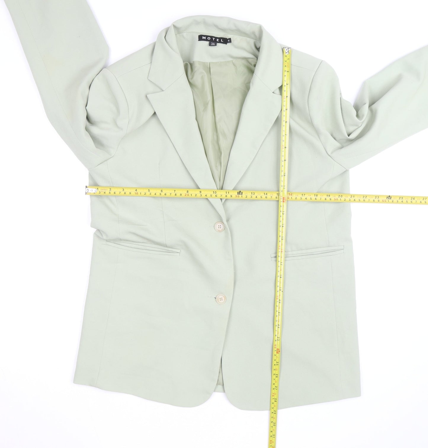Motel Women's Green Cotton Blend Blazer Jacket Size S