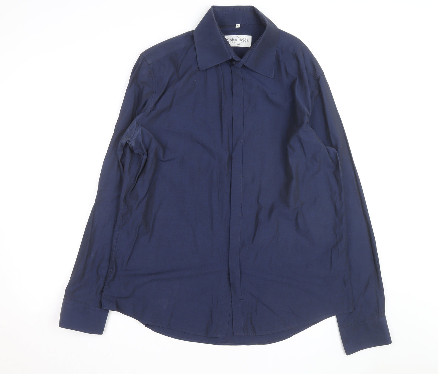 The Spitalfields Shirt Co Men's Blue XL Long Sleeve Cotton Button-Up Shirt