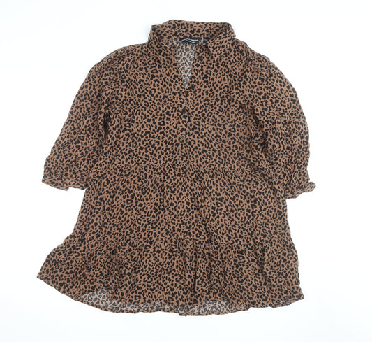 Dorothy Perkins Women’s Brown Leopard Print Tunic Blouse Size 12