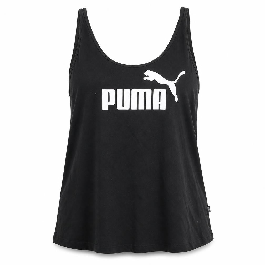 Front view of Puma women’s black sports tank top, size UK 14, cotton blend