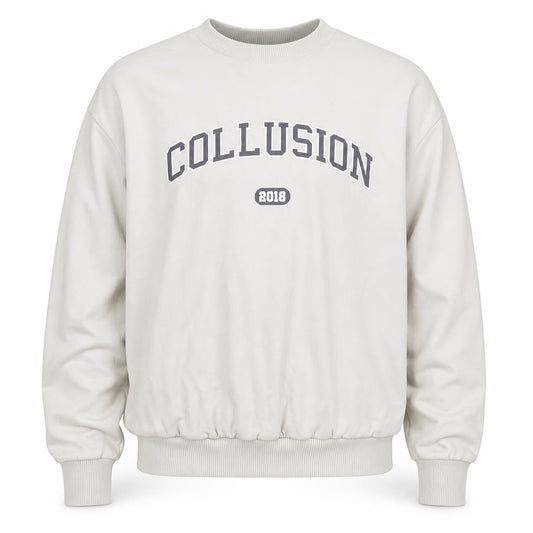 Collusion Men Beige Crew Neck Pullover Sweatshirt M