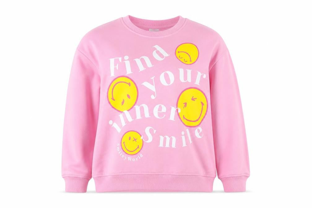 SmileyWorld Women's Pink Pullover Sweatshirt XS - Find Your Inner Smile