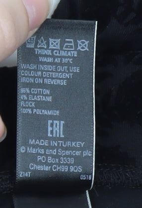 Marks & Spencer Women’s Black Floral Velvet Ankle Leggings Size 10