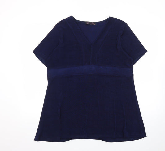 Emelia Classics Women’s Blue V-Neck Tunic Blouse Size L