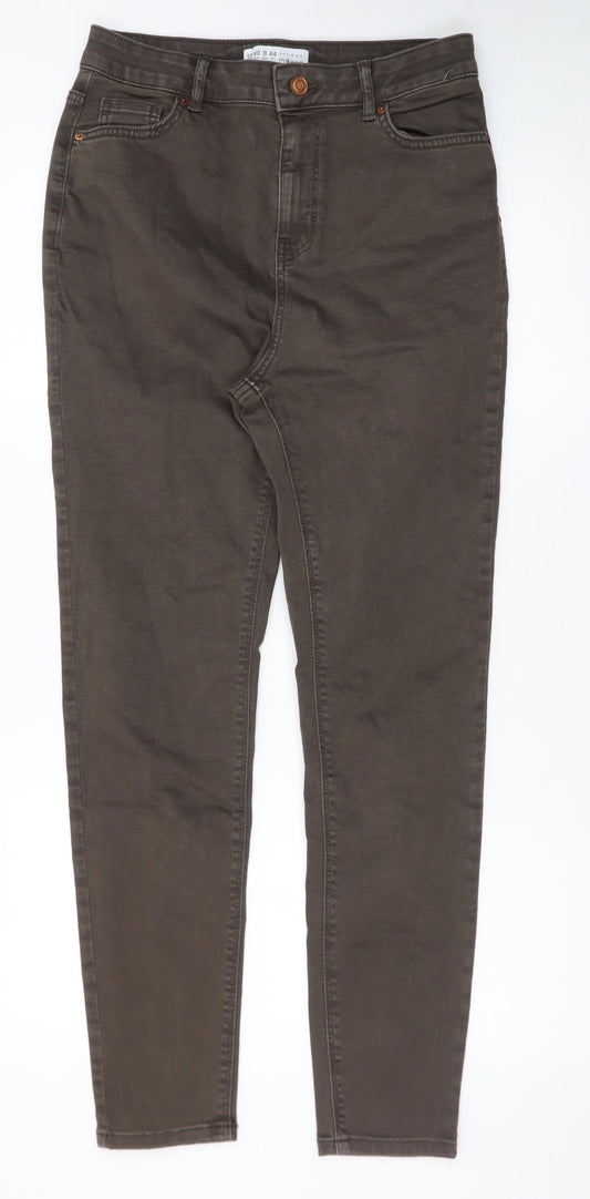 Primark Women Brown Skinny Jeans Size 12 High Rise Denim Co