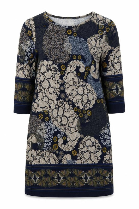 Apricot Women’s Blue Floral Shift Dress UK 10 3/4 Sleeve