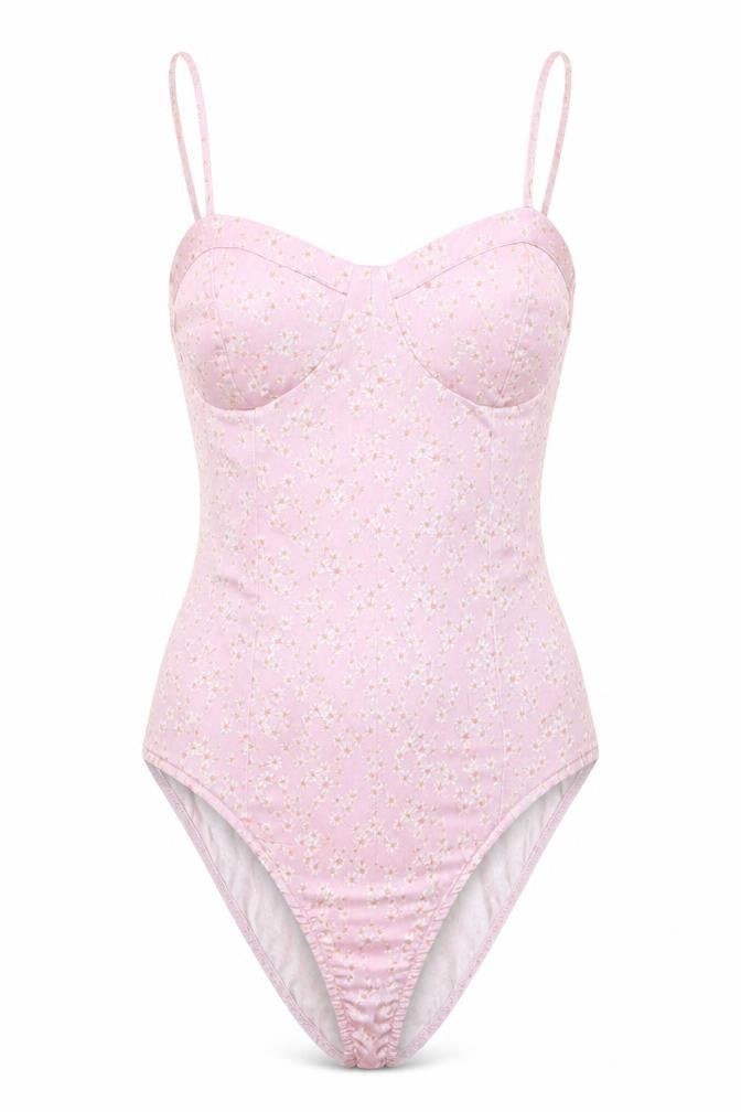 Zara Women Pink Floral Camisole Bodysuit Size 12 Slim Fit