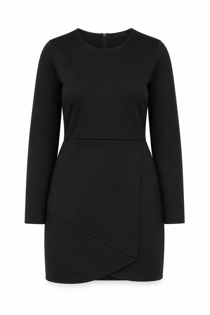 Front view of Missguided women’s black, size UK 14, bodycon long sleeve party dress