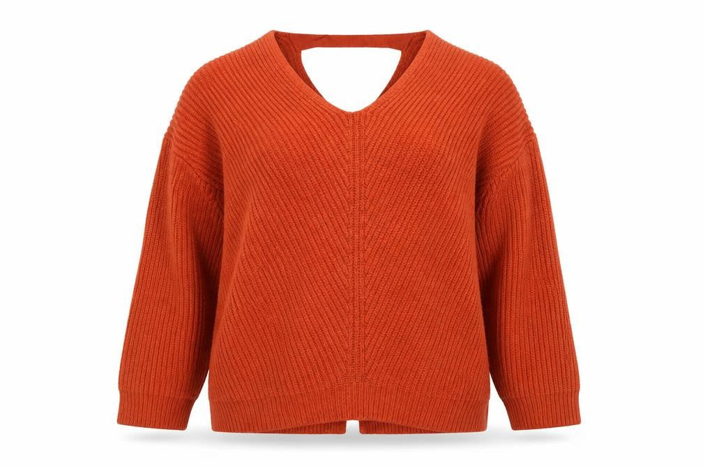 New Look Women’s Orange V-Neck Chunky Knit Jumper Size S
