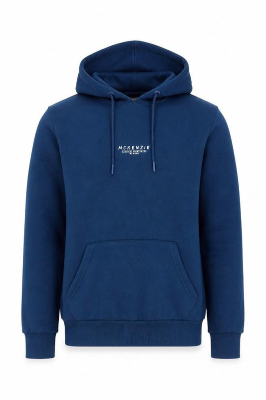 McKenzie Men's Blue Pullover Hoodie Medium Cotton Blend Casual