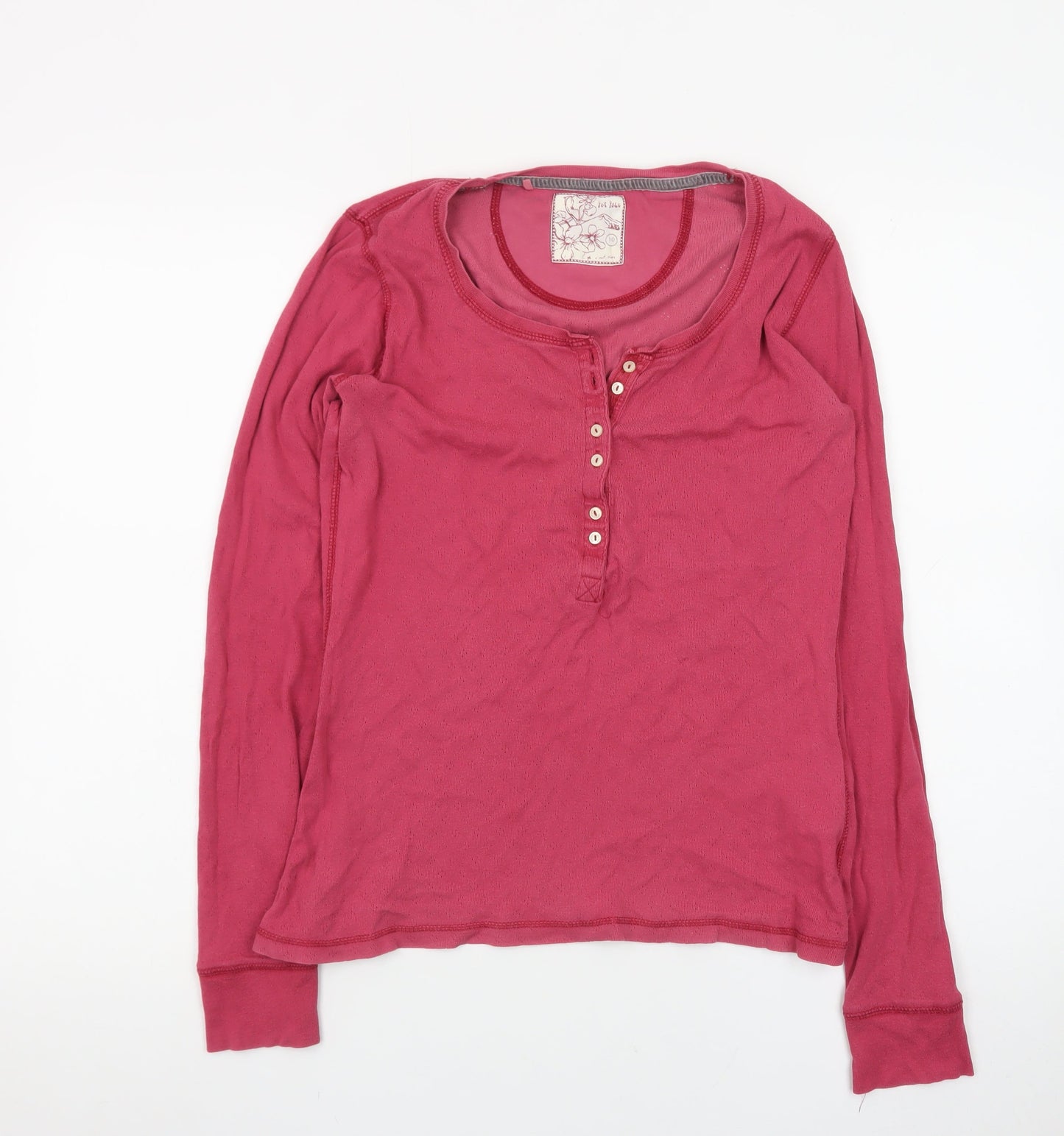 Fat Face Women’s Pink Long Sleeve Henley T-Shirt Size 10