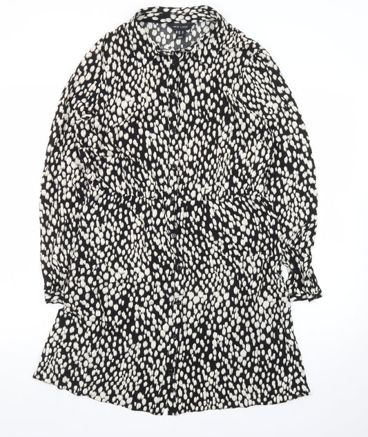 New Look Women's Black Animal Print Shirt Dress Size 14