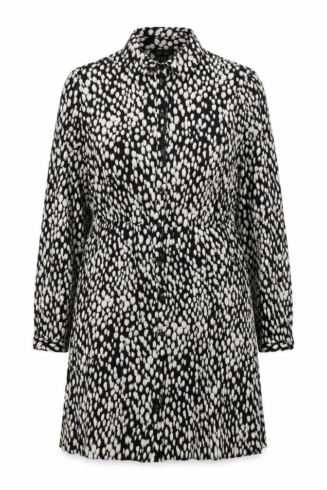 New Look Women's Black Animal Print Shirt Dress Size 14