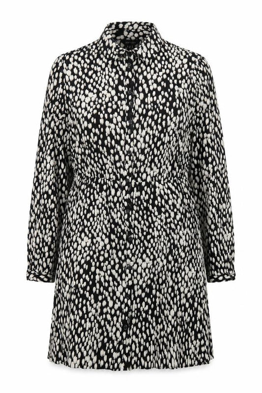 New Look Women's Black Animal Print Shirt Dress Size 14