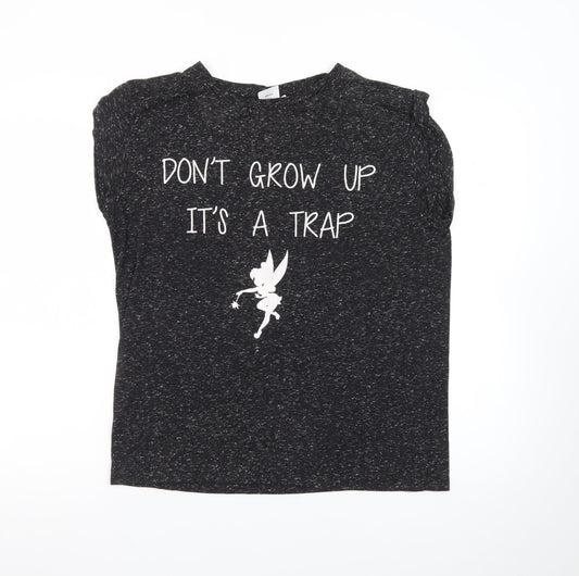 Disney Women's Black Size 14 Fairy Quote Sleeveless T-Shirt