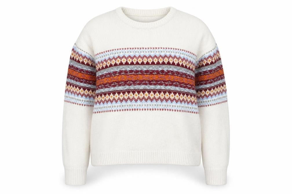 Pull&Bear Womens Ivory Fair Isle Knit Jumper L