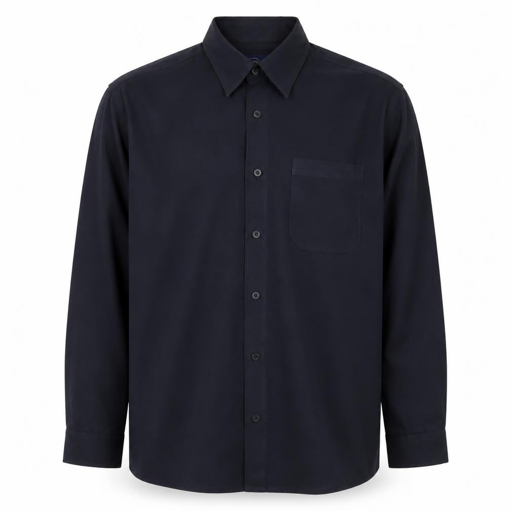 Front view of Casual Club Men's Blue Long Sleeve Microfibre Button-Up Shirt M