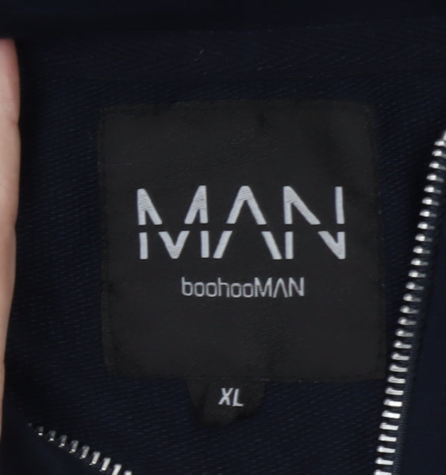 boohooMAN Men’s Blue Full Zip Hoodie XL Regular Fit