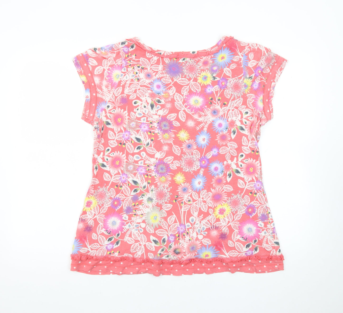 Marks and Spencer Womens Multicoloured Floral Short Sleeve Cotton T-Shirt Size 16