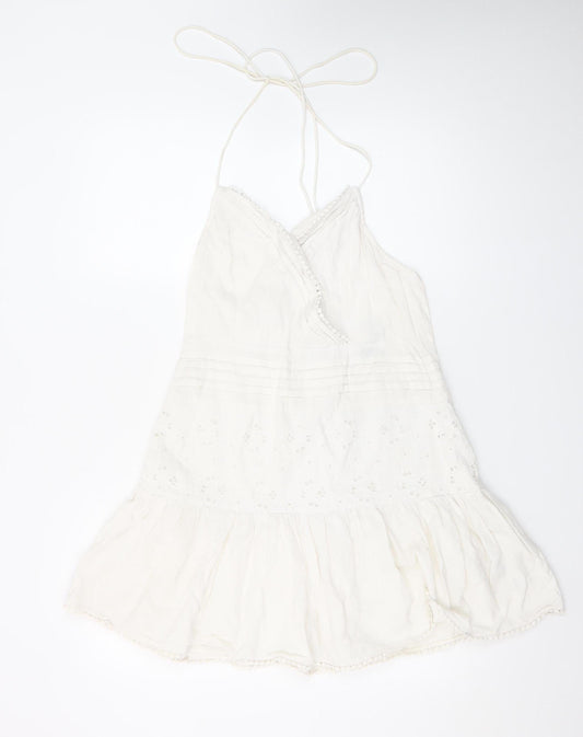 ASOS Women’s White Cotton Linen Slip Dress Size 12 Summer Casual