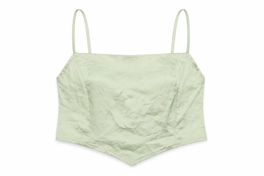 PRETTYLITTLETHING Women’s Green Satin Camisole Top UK 10