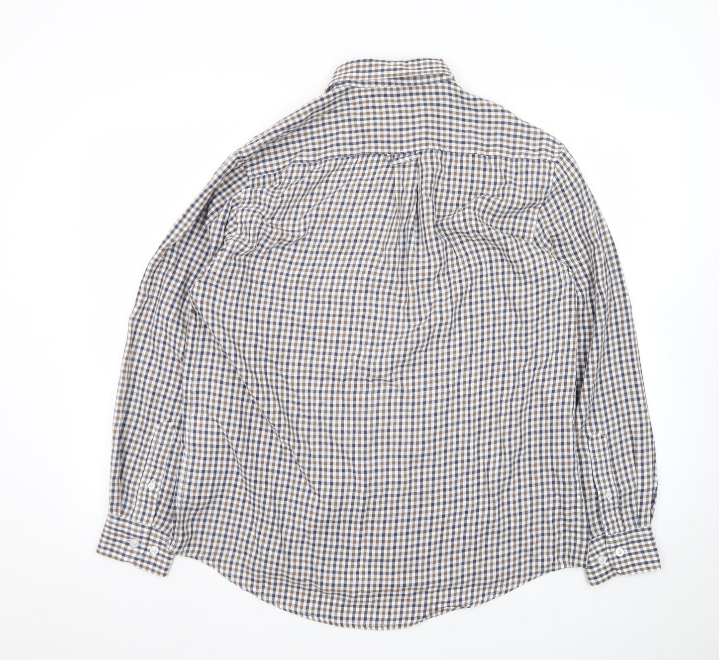 James Pringle Men's Brown Check Long Sleeve Button-Up Shirt M