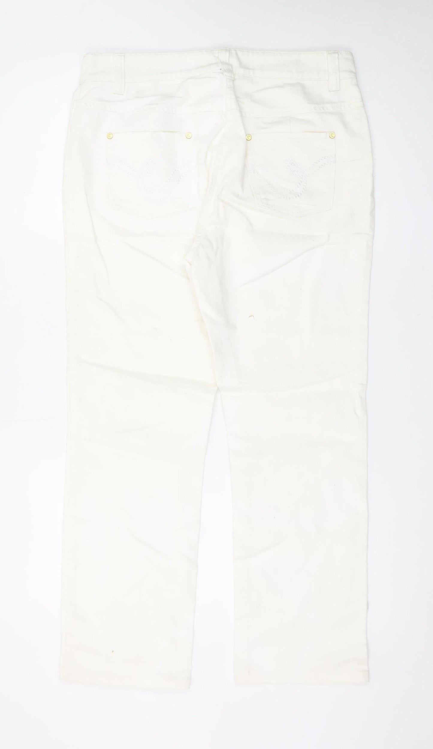 CC Women Ivory Straight Leg Stretch Jeans Size 14