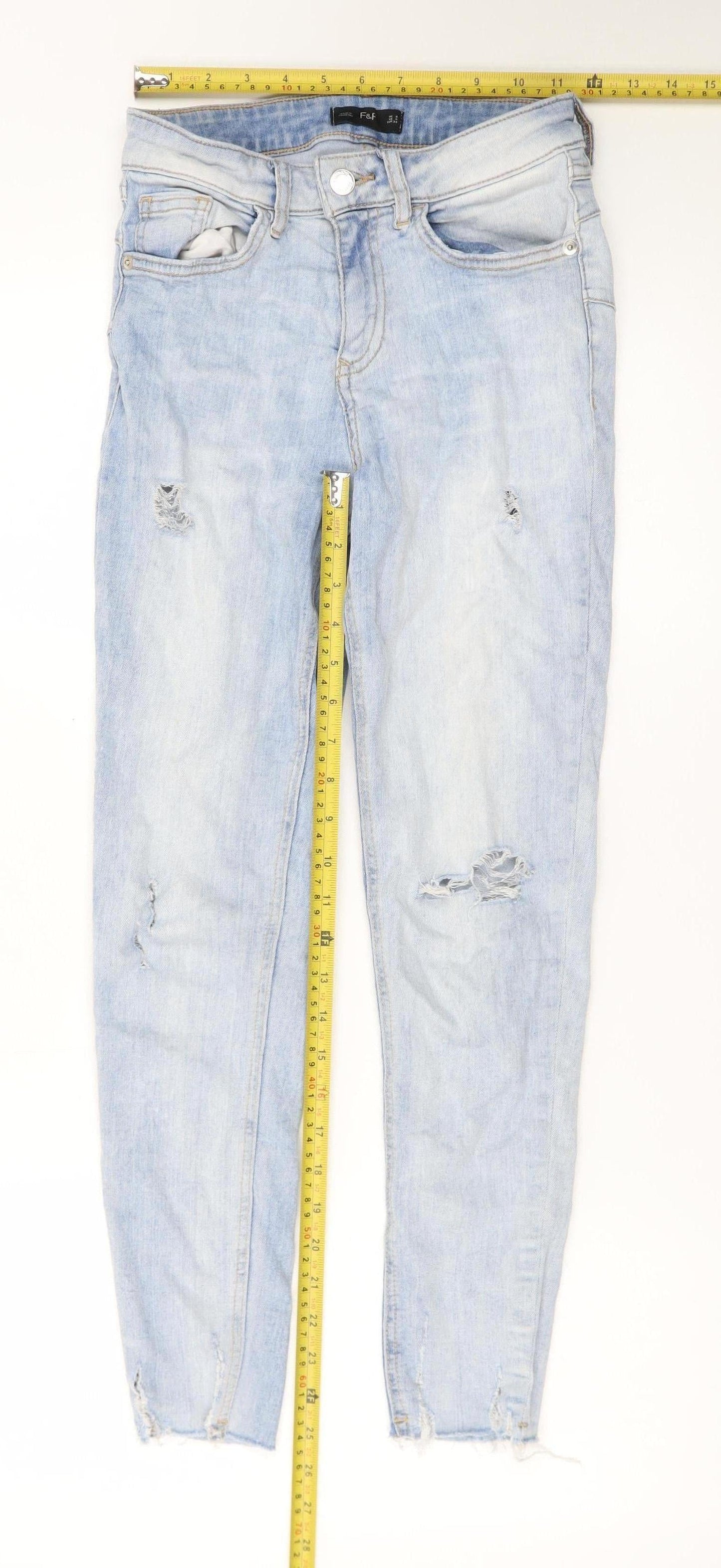 F&F Women's Blue Distressed Skinny Jeans Size 8