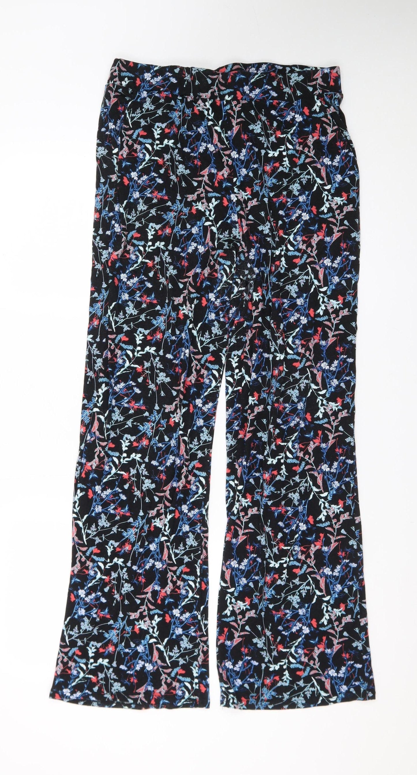 Anna Rose Women's Multicoloured Floral Jersey Trousers Size 12