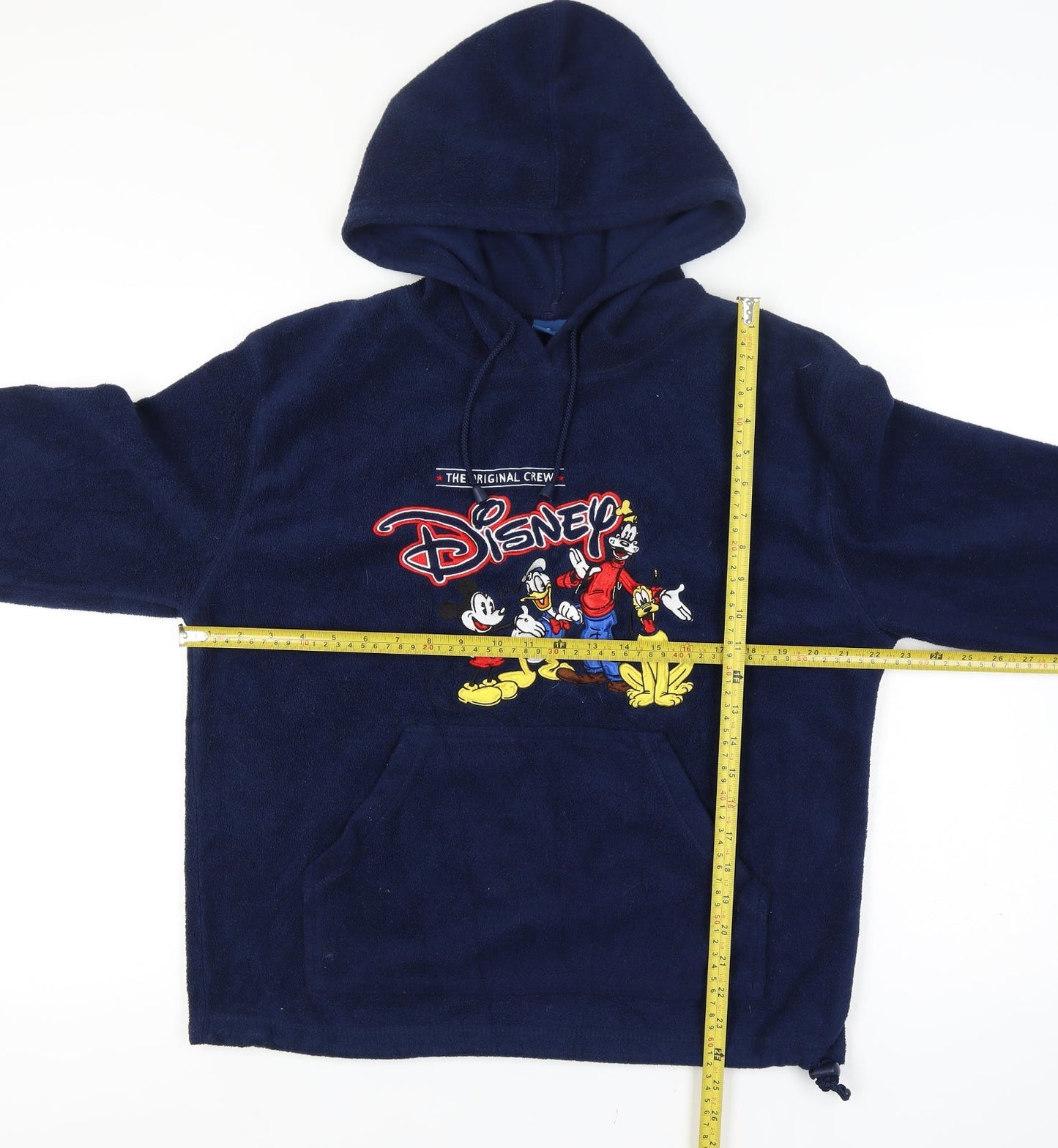 Disney Navy Fleece Pullover Hoodie Women L Mickey Donald Goofy Pluto