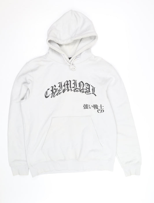Criminal Damage Men’s White Dragon Print Pullover Hoodie Size M