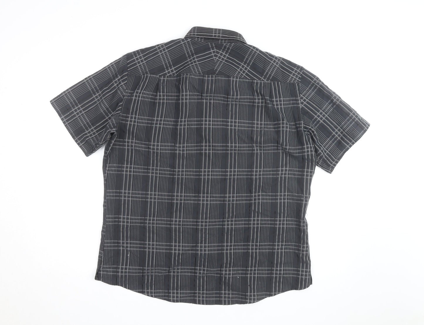 Marks and Spencer Blue Harbour Men's Black Check Short Sleeve Shirt L