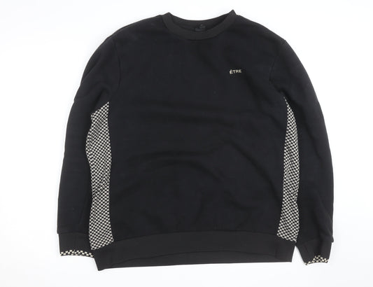 River Island Men's Black Check Panel Sweatshirt XL Pullover