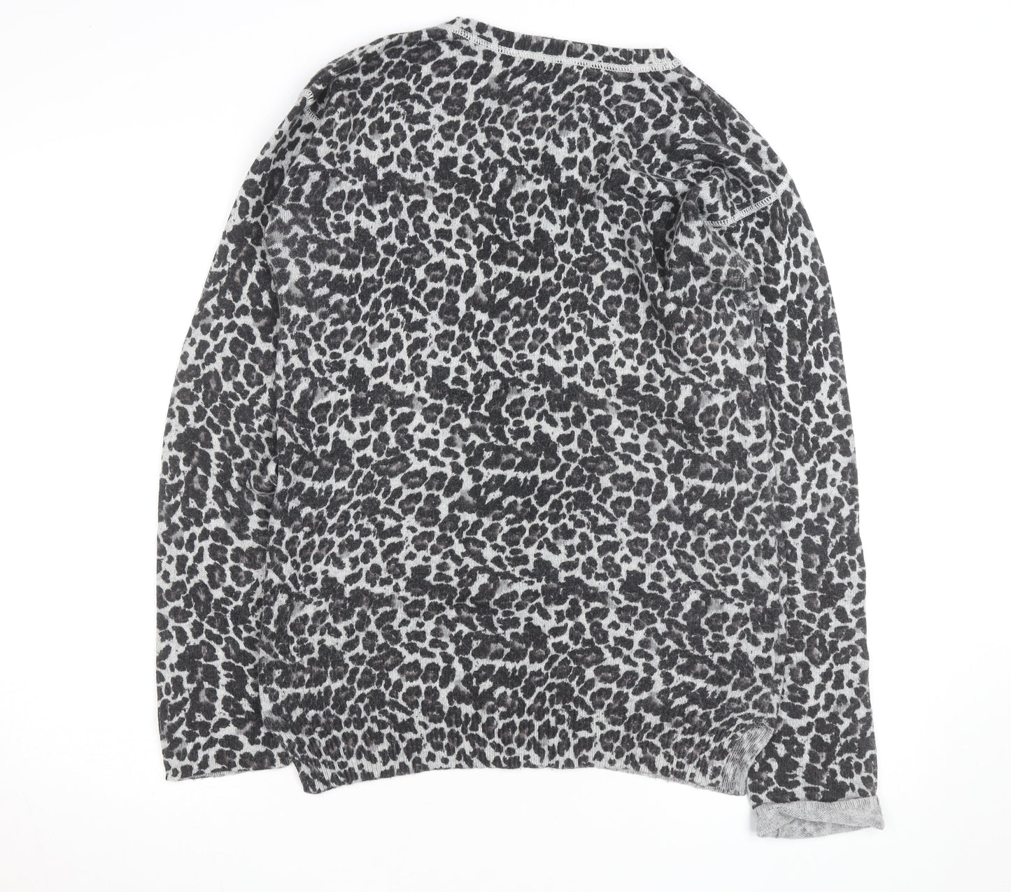 Next Women Grey Leopard Print Long Sleeve Pullover Jumper Size 10